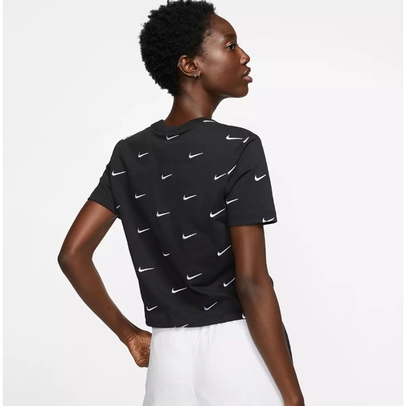 Embroidered Nike Swish with all over logo cropped T-shirt - Picture 2 of 8